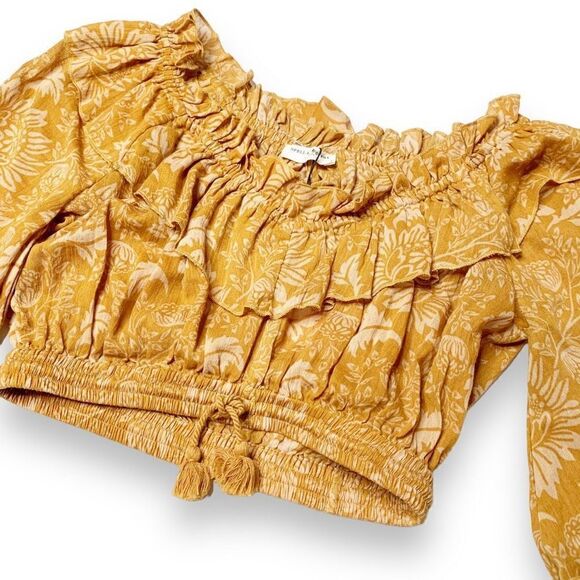 Spell & The Gypsy The Lioness Peasant Top & Wide Leg Pants Set in Caramel Size S - Picture 7 of 14